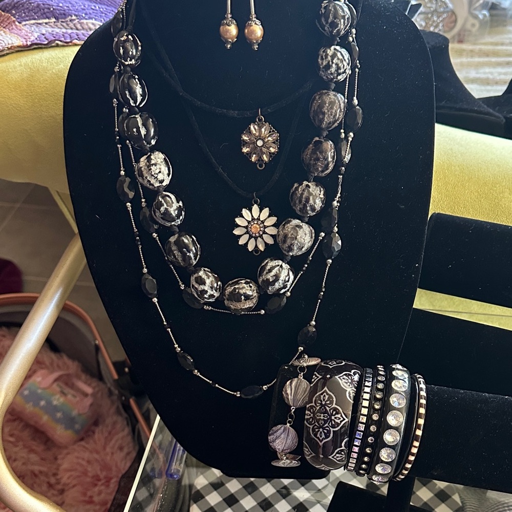 Elegant Black and Silver Jewelry 13 piece Bundle set